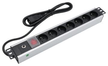 XtendLan 19'' distribucijska plošča 7x 230V, CSN, stikalo, nadtokovna zaščita, priključek 16A/C20, 1,8 m
