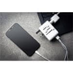 FIXED Potovalni adapter za EU, Združeno kraljestvo in ZDA/AUS, z izhodom 3xUSB-C in 2xUSB, GaN, PD 65W, bel