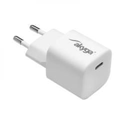 Akyga Univerzalni polnilec USB-C PD 5-12V / max 3A 25W Quick Charge 3.0 GaN, bel