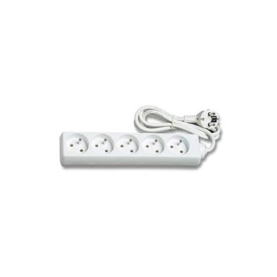 Solight Podaljševalni kabel, 5 vtičnic, 5 m, bel