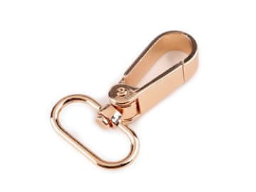 Kovinska vrtljiva karabinka, 25 mm - roza zlata (2 kosa)