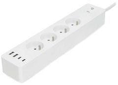 Nedis Wi-Fi pametni podaljšek/ 3x vtičnica tipa E/ 16A/ 2x USB-A/ 2x USB-C/ 2m/ Android/ iOS/ bela