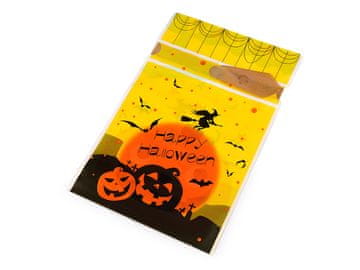 Vrečka s satenastim trakom Halloween 15x22,5 cm - rumena črna (5 kosov)