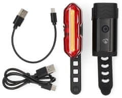 Nedis Luč za kolo / baterijsko napajanje/ 5 V DC/ 3 W/ priložene baterije/ možnost ponovnega polnjenja/ 6500 K/ doseg svetlobe 100 m/ USB-C/ črna