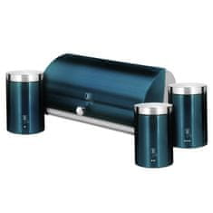 Berlingerhaus Škatla za kruh in komplet 4 kosov Aquamarine Metallic Line BH-6734