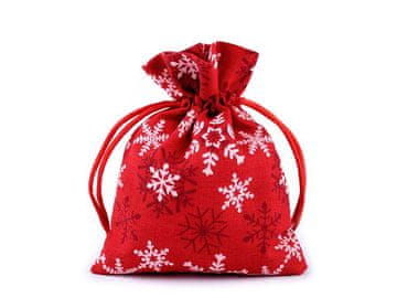 Božična darilna vrečka snežinke 10x13 cm imitacija jute - rdeča (10 kosov)