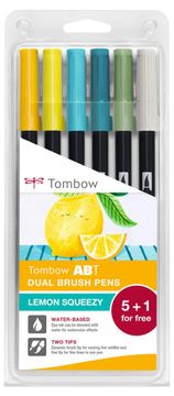 Tombow ABT Dual Pen Brush set obojestranskih markerjev s čopičem - Lemon Squeezy 6 kosov