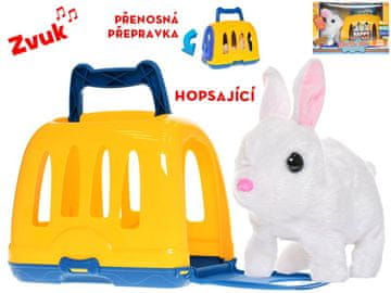 Plišasti zajec 17 cm na baterije z zvokom, ki skače z zabojčkom