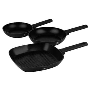 Berlingerhaus Komplet 3 kosov mat črnih ponvic za steake iz kolekcije Matte Black BH-8196