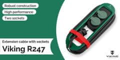 Viking Podaljševalni kabel z vtičnicami R247/izhod: 2xAC/IP44/za zunanjo uporabo/4,7 m kabla