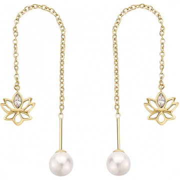 Brosway Lepi verižni uhani z biserom Shell Chakra BHKE189