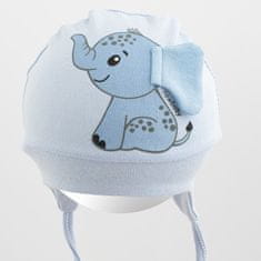 NEW BABY Bombažna otroška kapa Happy Elephant modra - 56/62