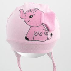 NEW BABY Bombažna otroška kapa Happy Elephant roza - 56/62