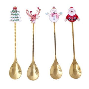 Toro ČAJNA ŽLIČKA BOŽIČNI DIZAJN MIX13,9X2,3CM ZLATA 4PCS