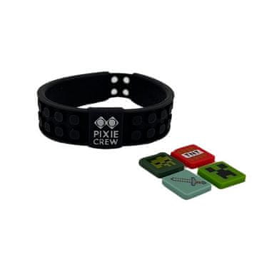 PIXIE CREW & MINECRAFT Nastavljiva zapestnica črna 4 multipikslov