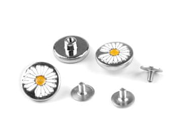 Kovinski gumb/puškomitraljez za vijačenje kopra velikosti 26" - nikelj bela (5 kosov)