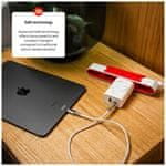 FIXED Polnilec Power Socket z izhodoma USB-A in USB-C ter obračalnim polnilnikom za Apple Watch, 33 W, bel, iz električnega omrežja