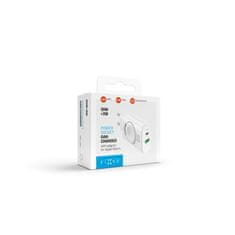 FIXED Polnilec Power Socket z izhodoma USB-A in USB-C ter obračalnim polnilnikom za Apple Watch, 33 W, bel, iz električnega omrežja