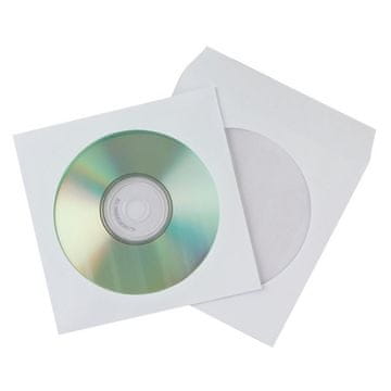 Q-Connect Ovitki za CD/DVD - papir z okencem, beli, 50 kosov