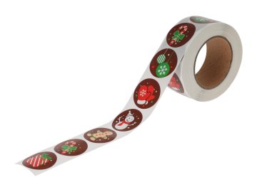 Božične nalepke v zvitku 3m/2,5cm (120 kosov)