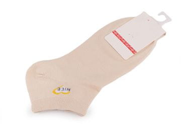 Ženske / dekliške bombažne gležnjarske nogavice - beige light heart
