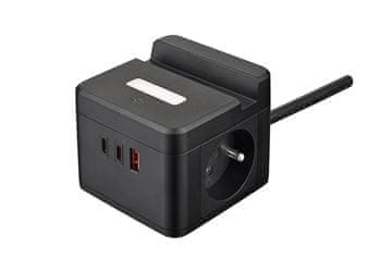 Viking Napajalnik YC23H, črn/izhod:2xAC,1xUSB-A,2xUSB-C/Mobilno držalo/LED lučka/1,4 m kabla