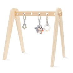 NEW BABY Otroški izobraževalni leseni trapez z igračami