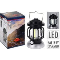 Koopman Svetilka za kampiranje z LED žarnico 10 x 16 cm kovinska črna KO-CX7000070