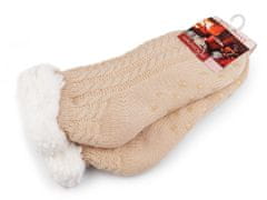Ženske / dekliške zimske nogavice s krznom in nedrsečimi nogavicami Emi Ross - (velikost 39-42) beige light