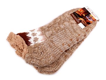 Moške zimske nogavice s krznom in nedrsečimi nogavicami Emi Ross - (velikost 39-42) bež