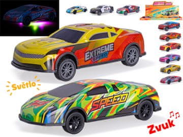 Racing Cars 12,5 cm, kovinski, obojestranski, na baterije, s svetlobo in zvokom - mešanica barv (mešanica barv)