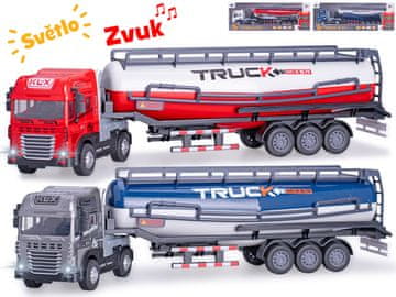 39 cm kovinski tanker na baterije 1:24 s svetlobo in zvokom - mešanica barv (siva, modra, bela, rdeča)
