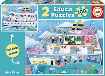 Educa Puzzle Zunanjost, notranjost ladje za križarjenje 2x100 kosov