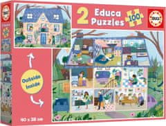 Educa Sestavljanka Zunanjost, notranjost hiše 2x100 kosov