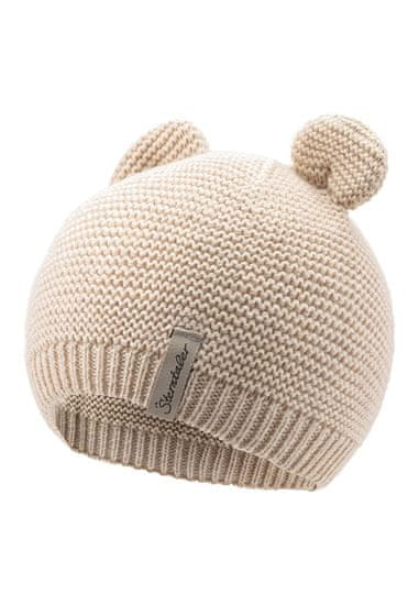 Sterntaler Pletena bombažna kapa GOTS z ušesi bež uni velikost 45 cm - 6-9 m