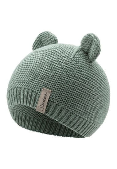 Sterntaler Pletena bombažna kapa GOTS z ušesi zelena uni velikost 47 cm - 9-12 m