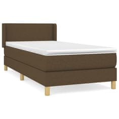 Vidaxl Box spring postelja z vzmetnico temno rjava 90x200 cm blago