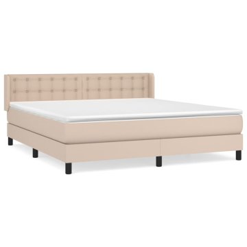 Vidaxl Box spring postelja z vzmetnico kapučino 180x200cm umetno usnje