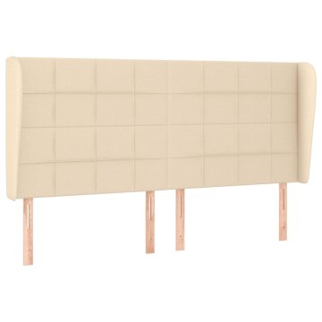 Vidaxl Vzglavje z ušesi krem 183x23x118/128 cm blago