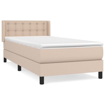 Vidaxl Box spring postelja z vzmetnico kapučino 90x200 cm umetno usnje