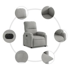 Vidaxl Električni naslanjač sv. siva mikrovlakna
