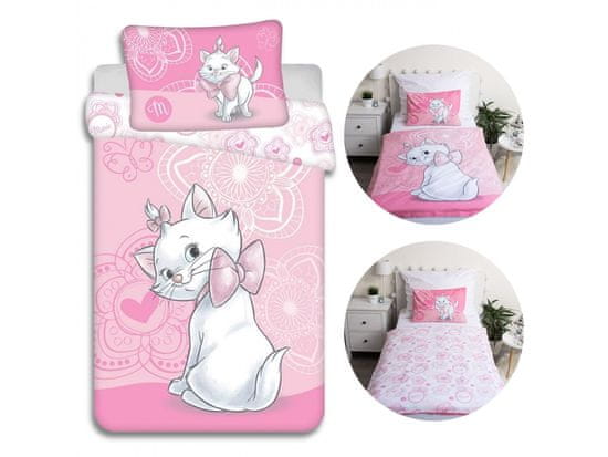 Disney DISNEY Marie Cat Komplet posteljnine Zip, otroška posteljnina, bombažna posteljnina 100x135 cm, Oeko-Tex