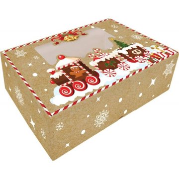 Alvarak Zložljiva škatla za sladkarije z oknom 25x15x7cm 1 kos Božični vlak -
