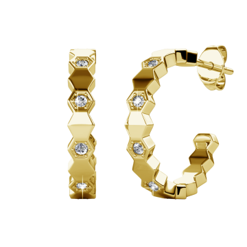 AVESTLINE Obročasti uhani ukvirjene oblike, Swarovski kristali
