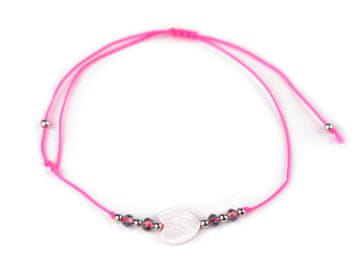 Zapestnica shamballa biserno srce - roza neon