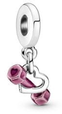 Pandora Eleganten srebrn obesek Srce z ročko 799545C01