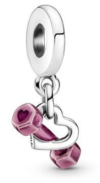 Pandora Eleganten srebrn obesek Srce z ročko 799545C01