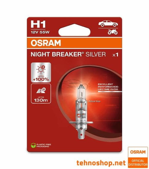 Osram ŽARNICA HALOGEN H1 64150NBS-1BL NIGHT BREAKER SILVER 55W P14.5s 1BL
