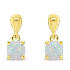 Brilio Silver Pozlačeni uhani z belimi opali EA1137Y