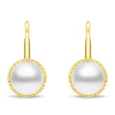 Brilio Silver Pozlačeni uhani z rečnimi biseri EA1140Y